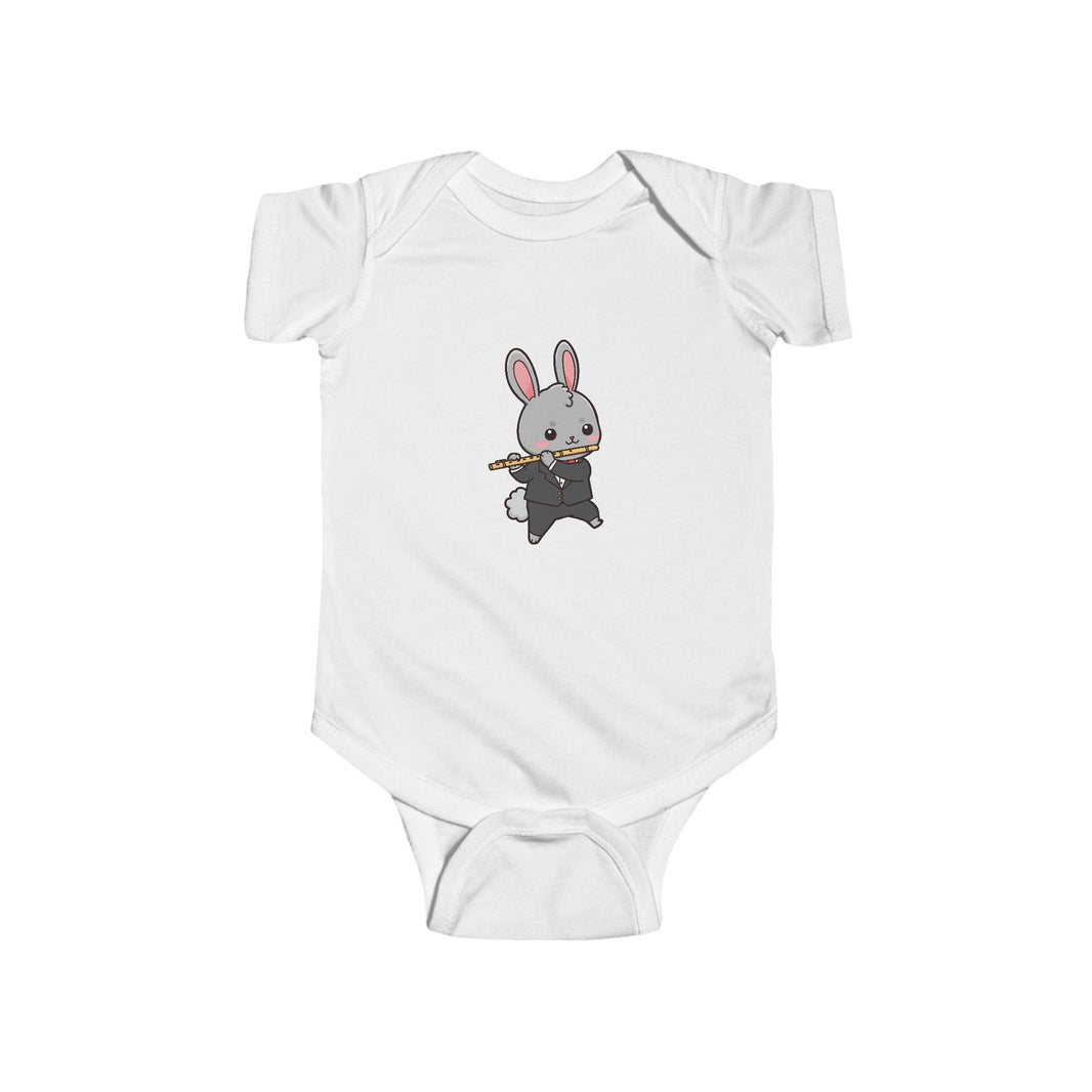 Flute Player Bunny Shortsleeve Infant Bodysuit