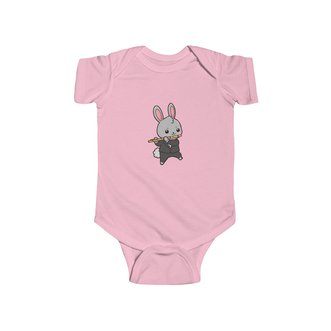 Flute Player Bunny Shortsleeve Infant Bodysuit