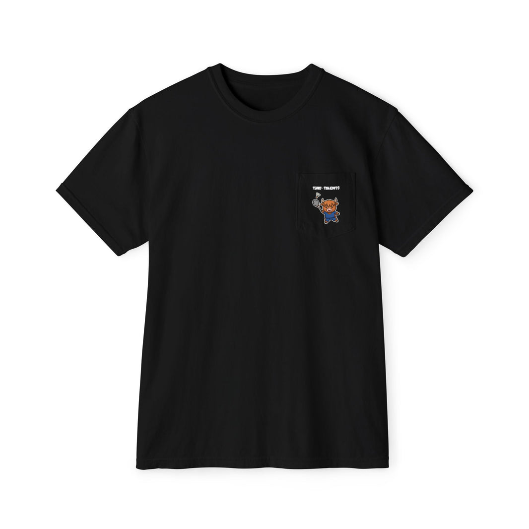 Badminton Player Cow Adult Pocket T-Shirt (Unisex)
