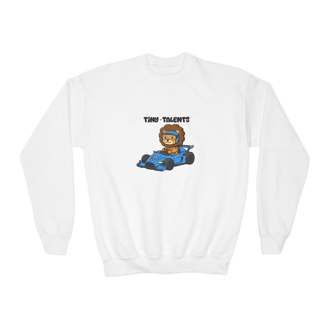 Racecar Driver Lion Youth Sweatshirt