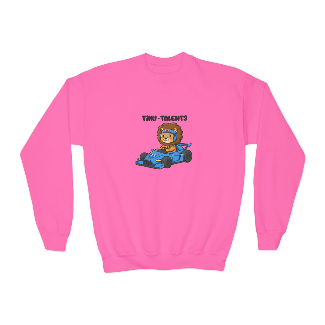 Racecar Driver Lion Youth Sweatshirt
