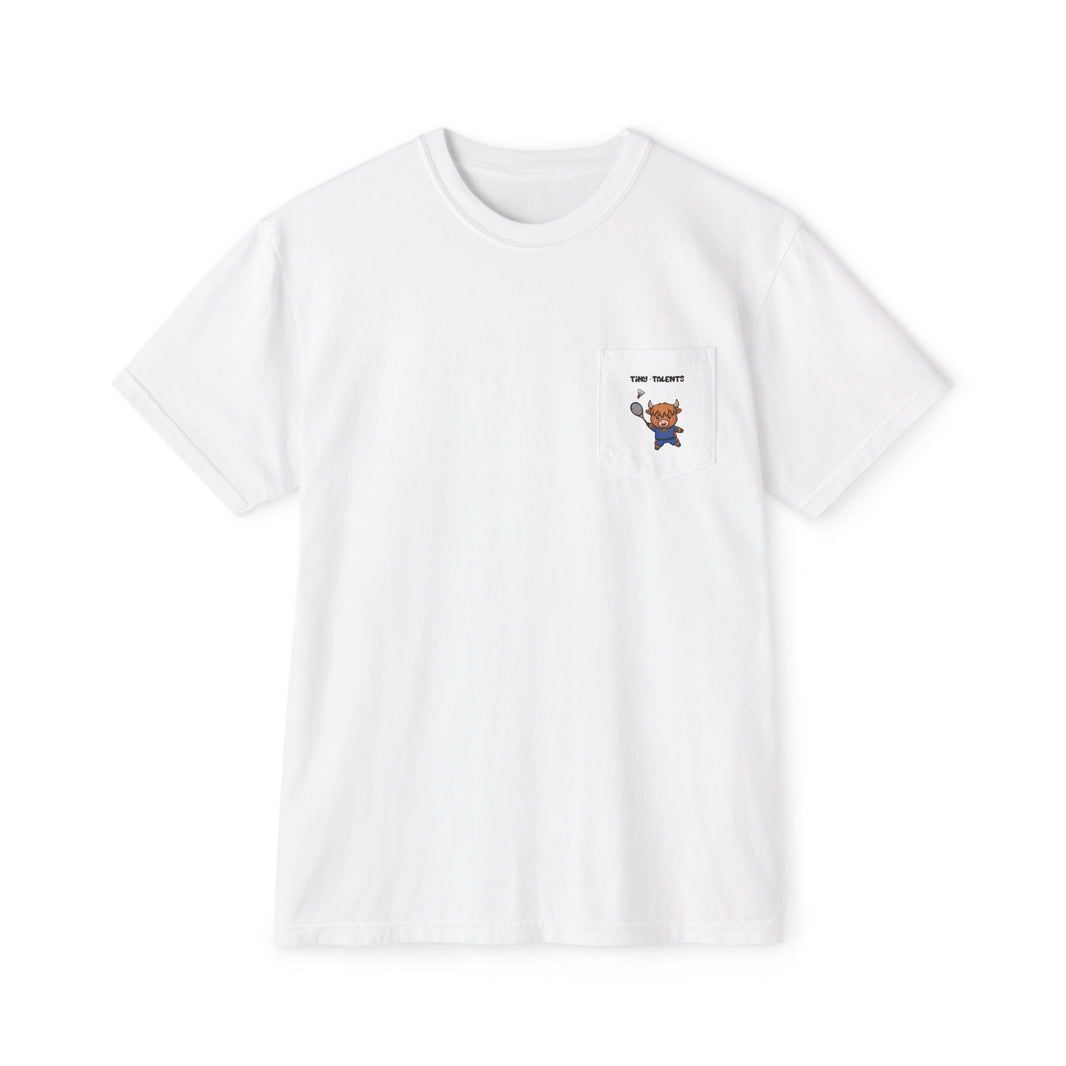 Badminton Player Cow Adult Pocket T-Shirt (Unisex)