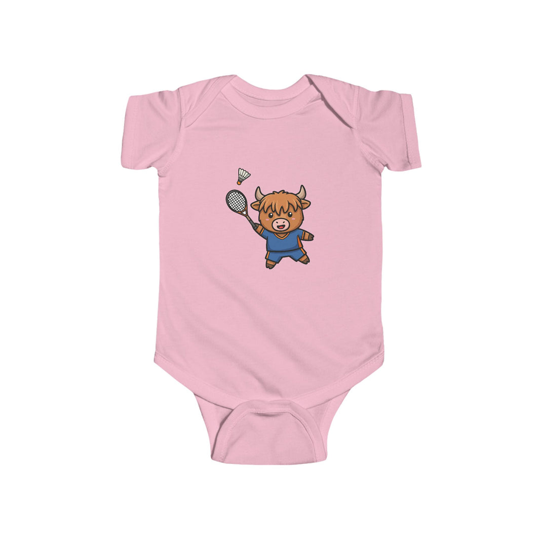 Badminton Player Cow Shortsleeve Infant Bodysuit