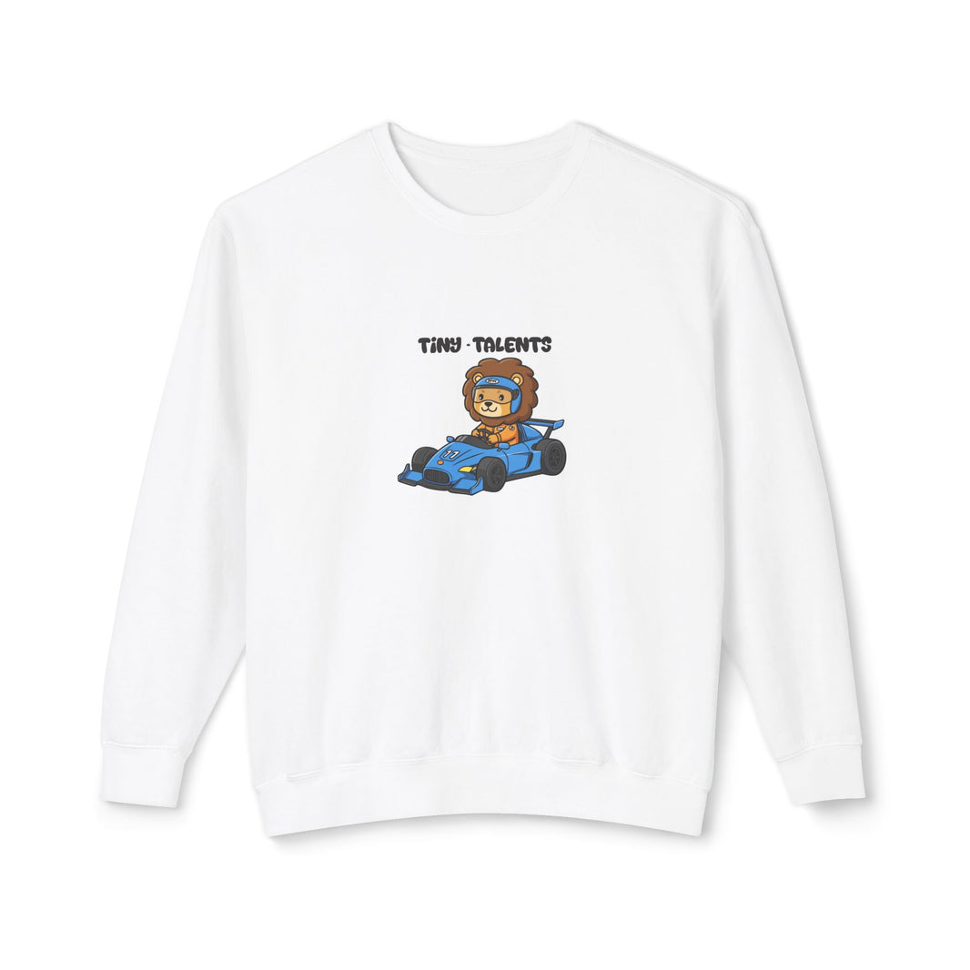 Racecar Driver Lion Adult Sweatshirt (Unisex)
