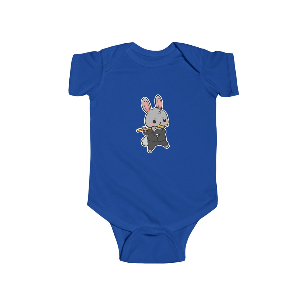 Flute Player Bunny Shortsleeve Infant Bodysuit