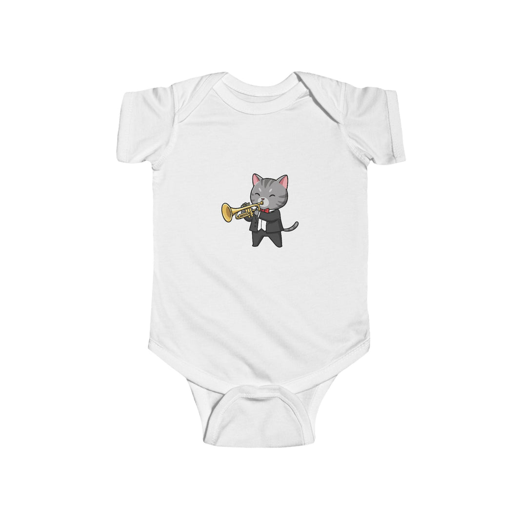 Trumpet Player Cat Shortsleeve Infant Bodysuit