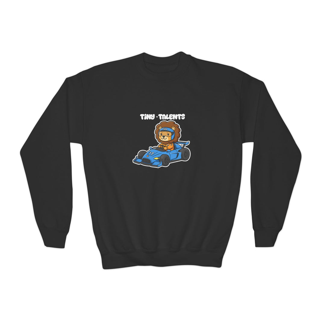 Racecar Driver Lion Youth Sweatshirt