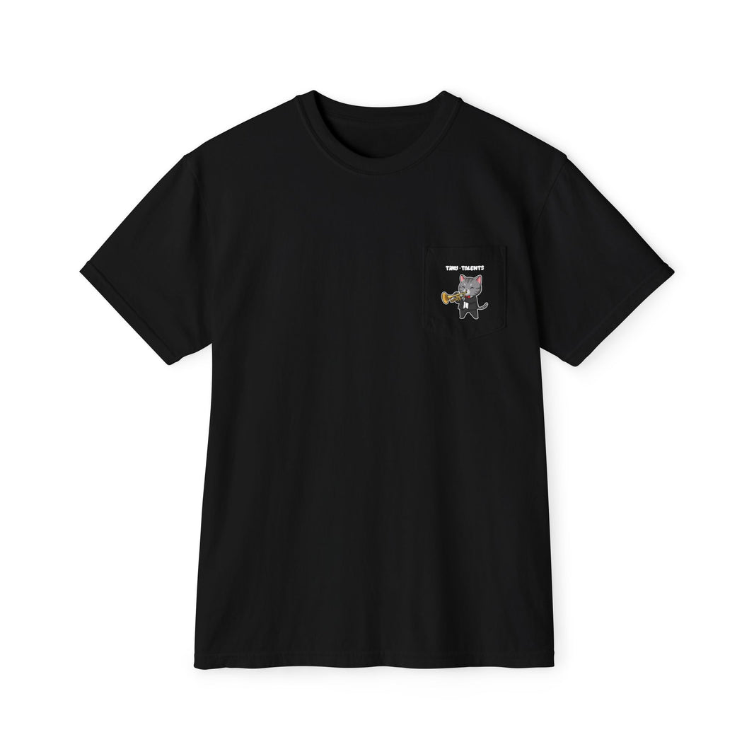 Trumpet Player Cat Adult Pocket T-Shirt (Unisex)