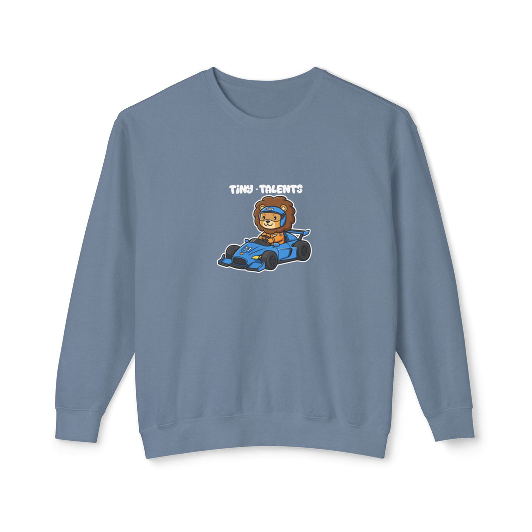 Racecar Driver Lion Adult Sweatshirt (Unisex)