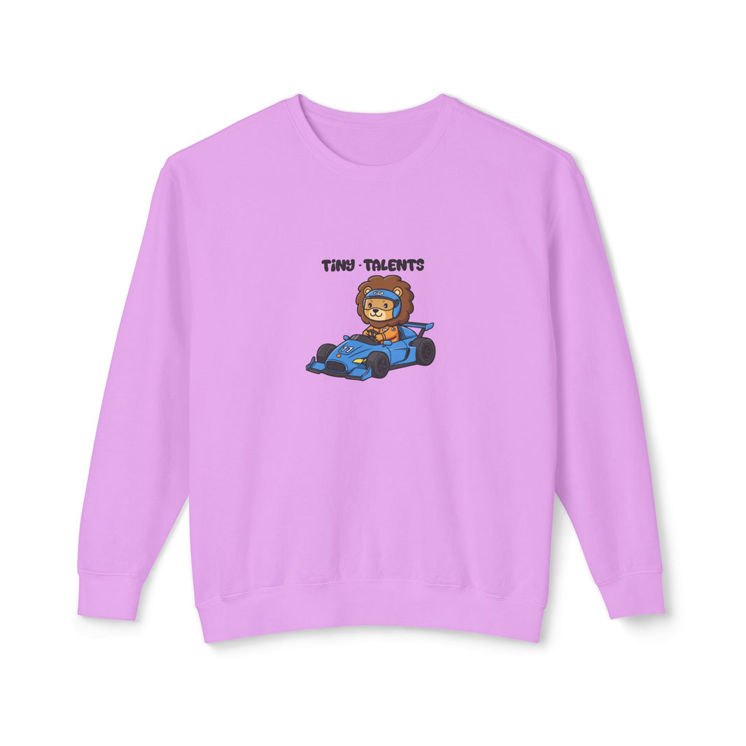 Racecar Driver Lion Adult Sweatshirt (Unisex)