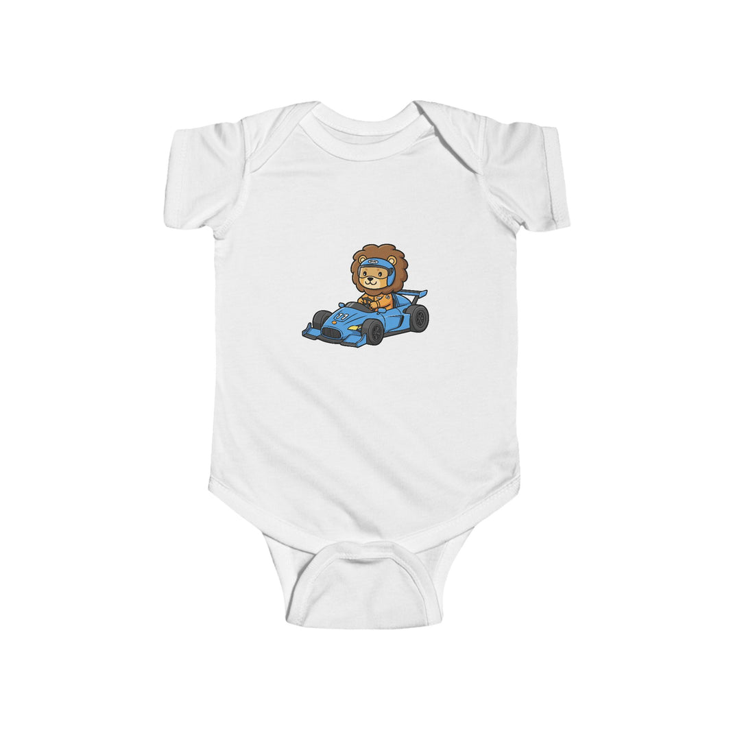 Racecar Driver Lion Shortsleeve Infant Bodysuit