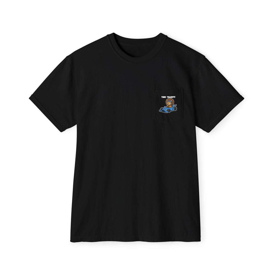 Racecar Driver Lion Adult Pocket T-Shirt (Unisex)