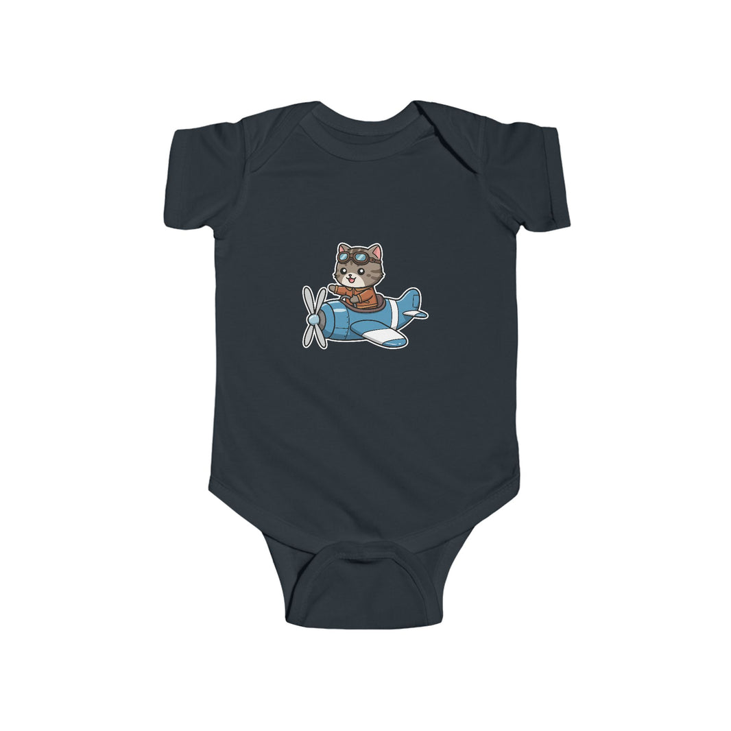 Pilot Cat Shortsleeve Infant Bodysuit