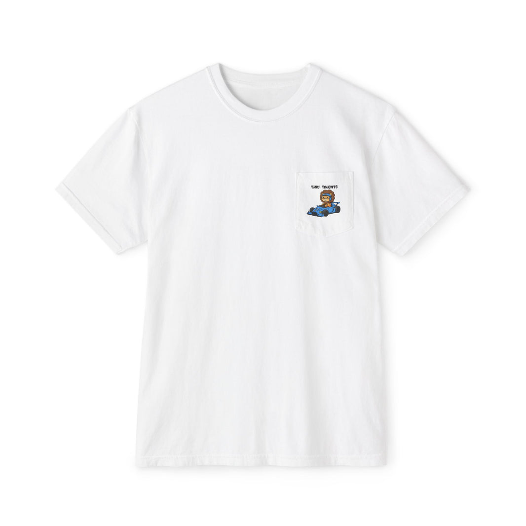 Racecar Driver Lion Adult Pocket T-Shirt (Unisex)