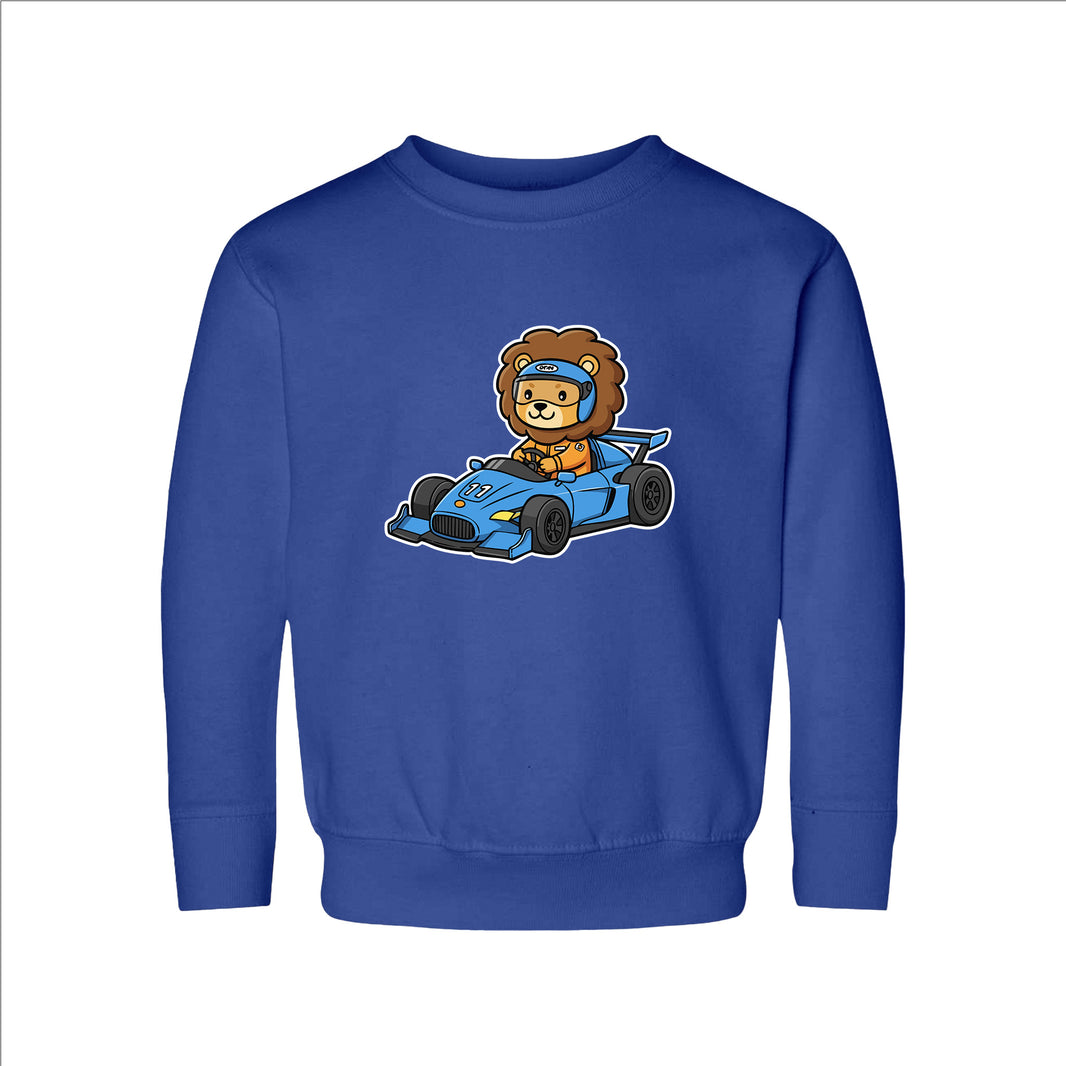 Racecar Driver Lion Toddler Sweatshirt