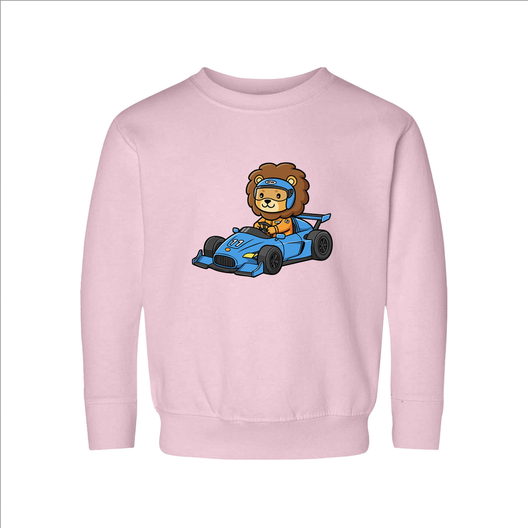 Racecar Driver Lion Toddler Sweatshirt